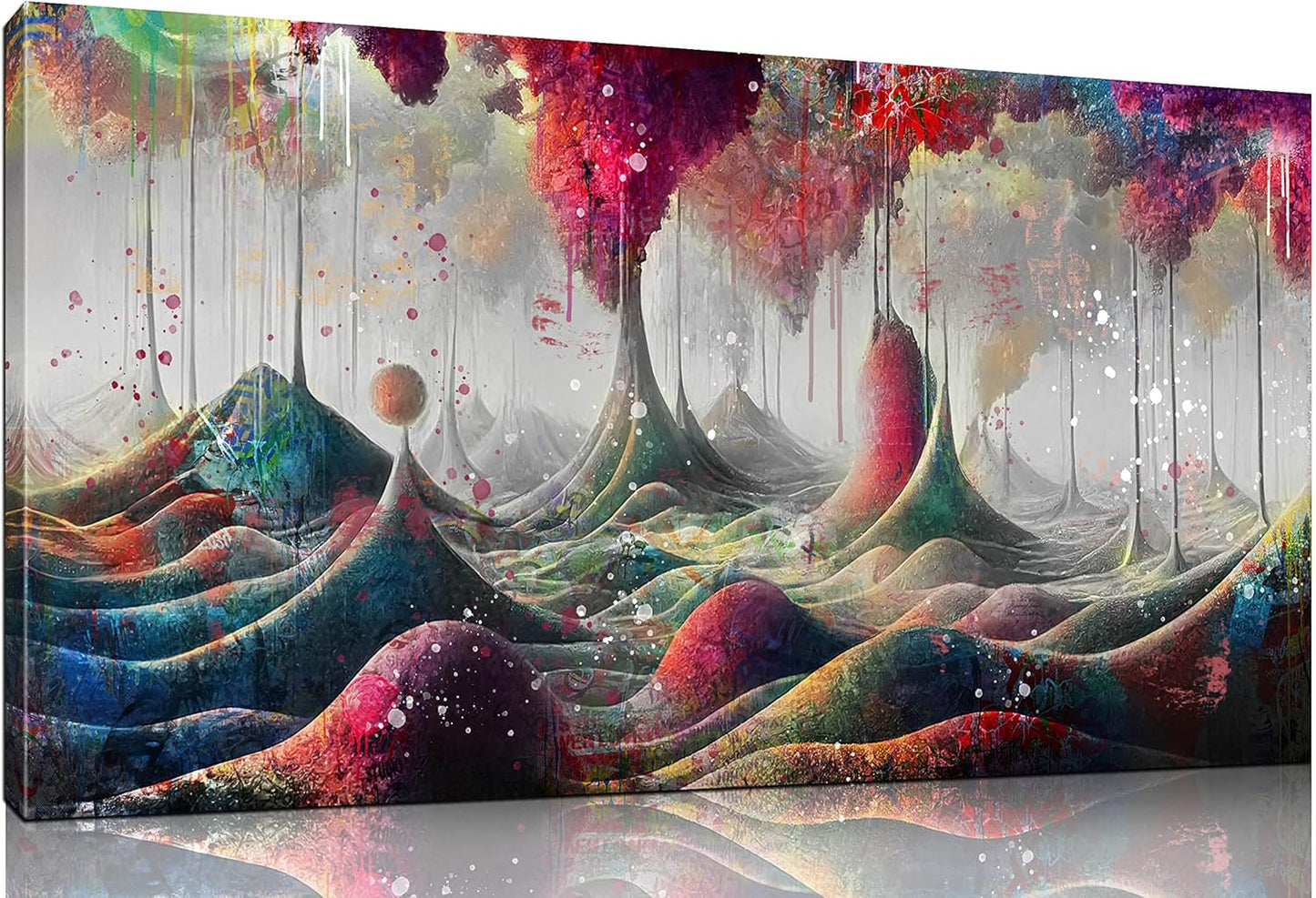 JKWALL77 Mountain Wall-Decor - Graffiti Poster Wall Art - Abstract Canvas Wall Art For Living Room Ready To Hang Size 40" x 20"