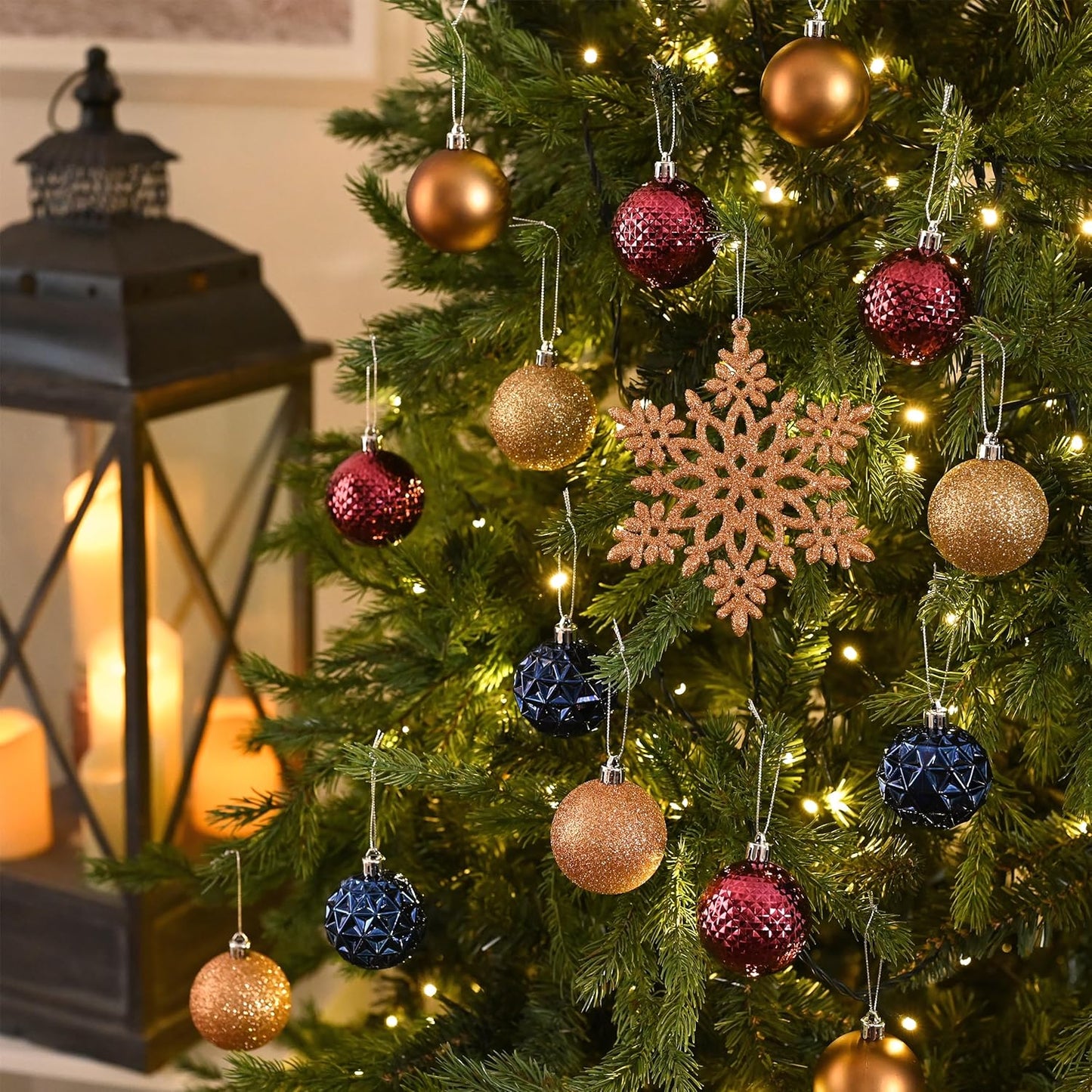 Valery Madelyn Christmas Tree Decorations Ornament Set for Fall Halloween, 50ct 2 Inches Bronze Copper Purple Shatterproof Christmas Ball Ornament Hanging Xmas Holiday Party Decor