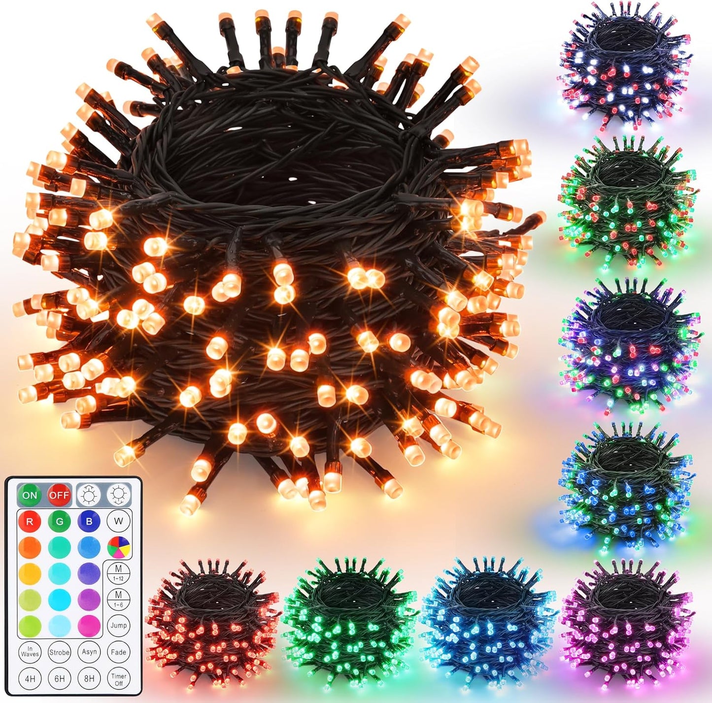 iBaycon Color Changing Christmas Lights, 33FT 100 LED RGB Halloween String Lights Outdoor, Fairy Twinkle Tree Lights with Remote Timer Plug in for Xmas Room Indoor Party Holiday Decorations