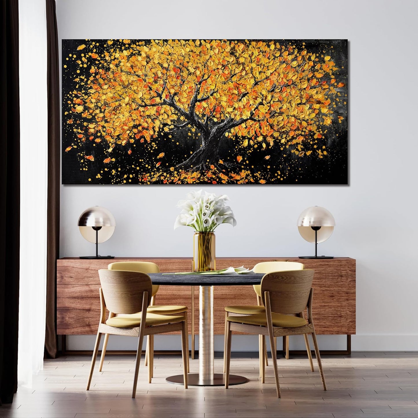 Canvas Wall Art Decor Wall Art Pictures for Living Room Artwork for Walls Black and Gold Wall Art Decor Tree of Life Wall Art Modern Wall Art Prints Art Work for Home Office Kitchen Wall Decor 24"X48"