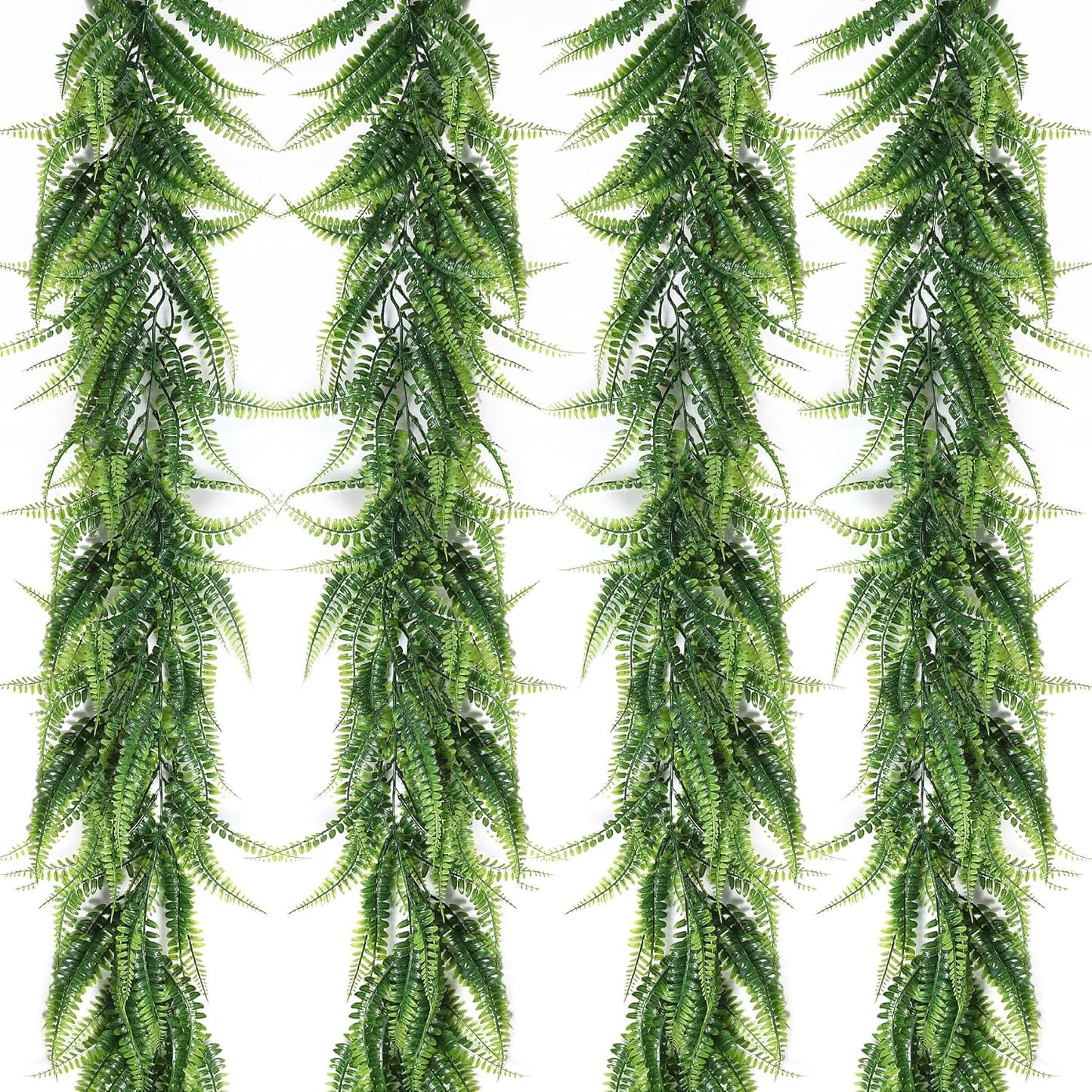 RECUTMS 4pcs Ferns Garland 6 FT Ivy Vines Fake Plant Artificial Hanging Plant Faux Boston Ferns Greenery Leaves Fake Vines for Outdoor Indoor Home Garden Decoration Party Table Wall Decoration(Green)