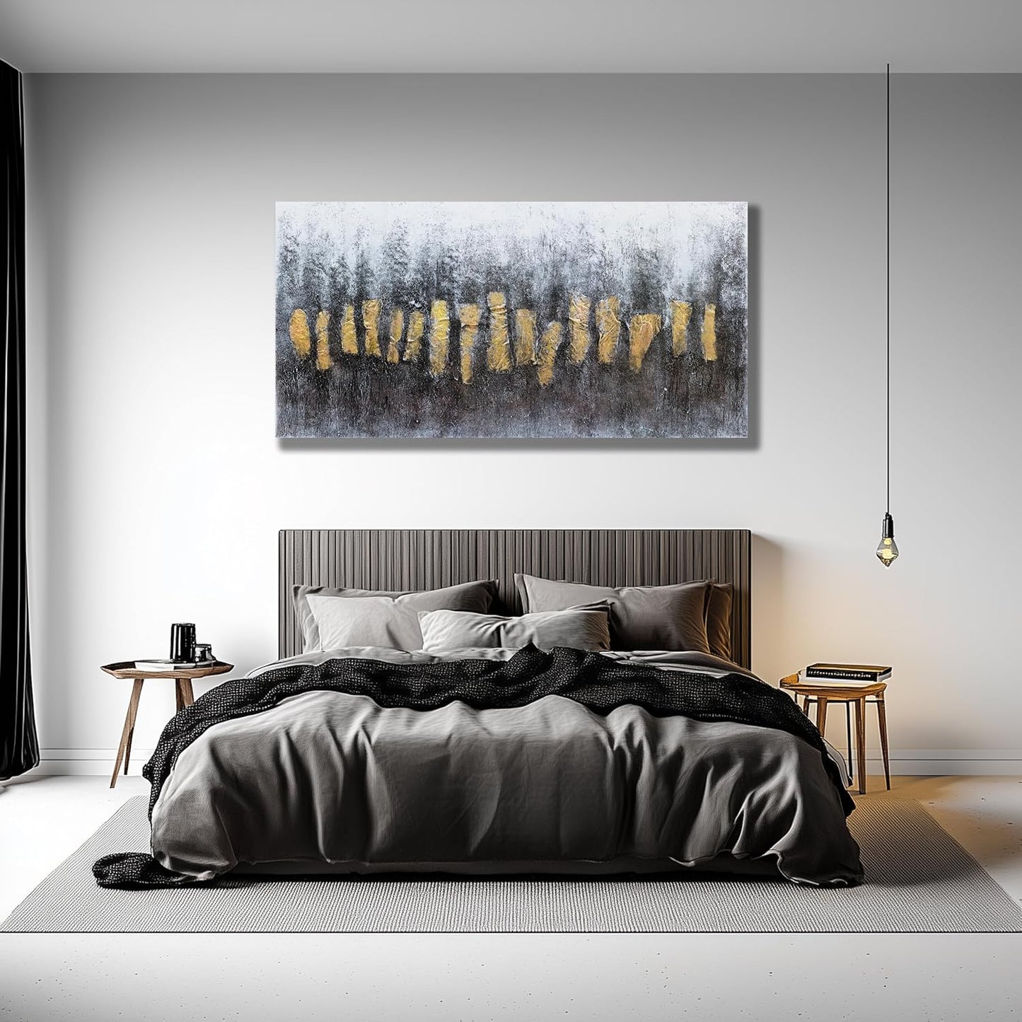 Belmrxne Abstract Art Black and Gold Wall Art Modern Art Wall Decor Trendy Canvas Painting for Living Room Bedroom Dining Room Office Home Decor 20x40 inch