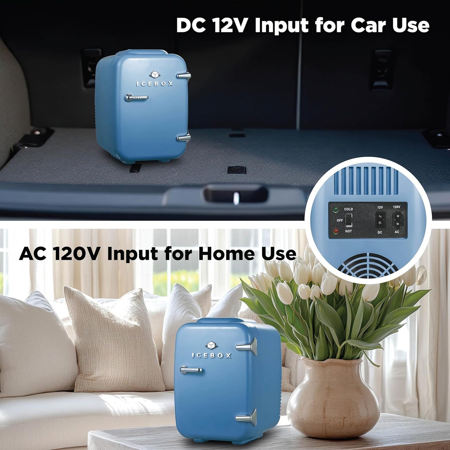 IBMF4SLT Fridge for Bedroom, Skincare, Portable Cooler & Warmer for Makeup, for Office & Home Refrigerator, Mini (4 L / 6-Can), Slate Blue