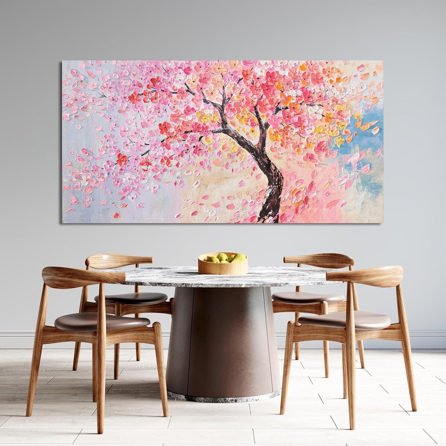 Canvas Wall Art Decor Artwork for Walls Large Tree of Life Wall Art for Living Room Vintage Blue Pink Wall Art Decor Tree Flower Wall Art Decoations Prints for Room Home Office Wall Decor 29"X58"