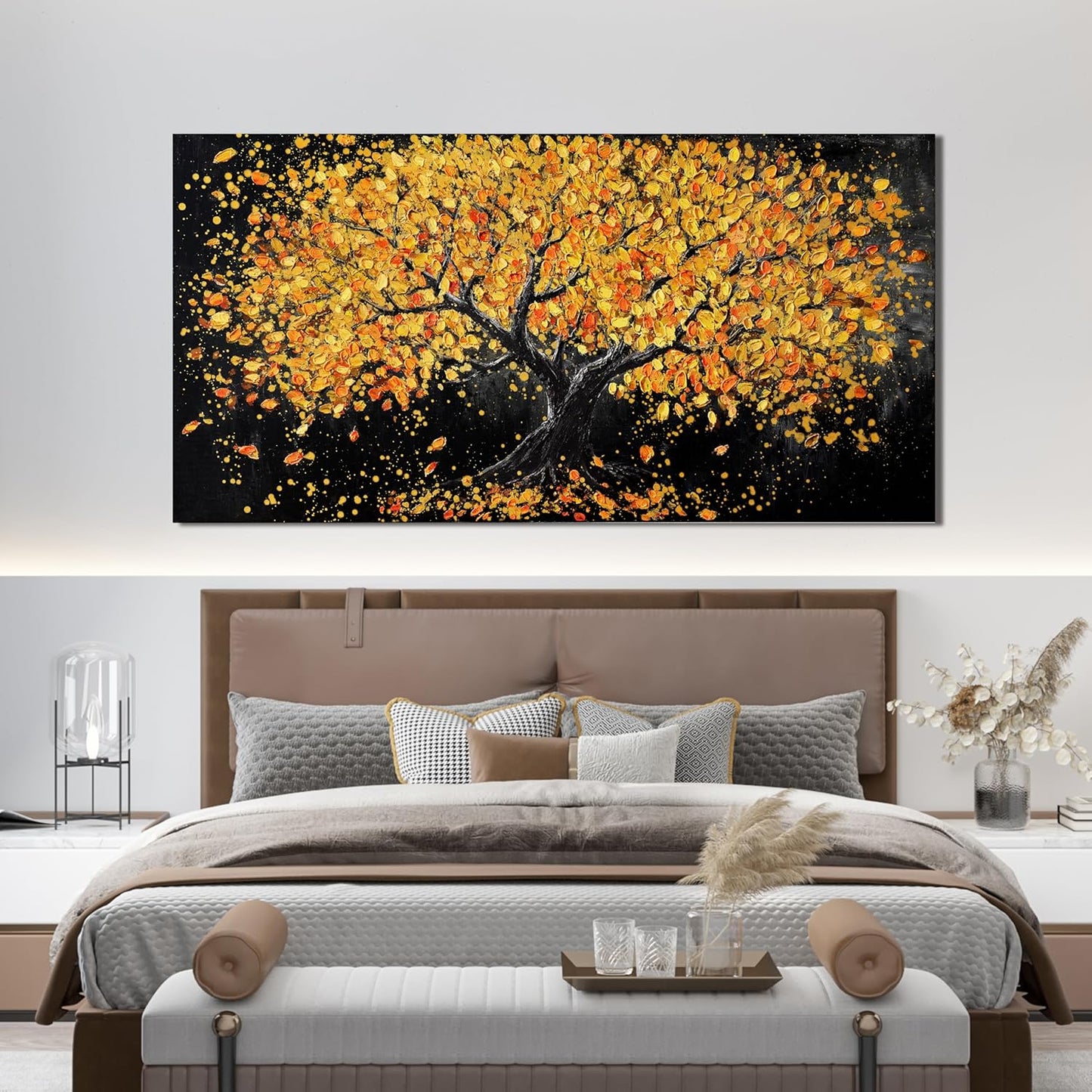 Canvas Wall Art Decor Wall Art Pictures for Living Room Artwork for Walls Black and Gold Wall Art Decor Tree of Life Wall Art Modern Wall Art Prints Art Work for Home Office Kitchen Wall Decor 24"X48"