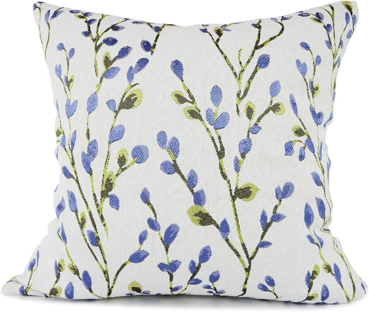 YOUR SMILE Classical Embroidery Jacquard Blue Square Decorative Throw Pillow Case Cushion Cover 18x18 inch