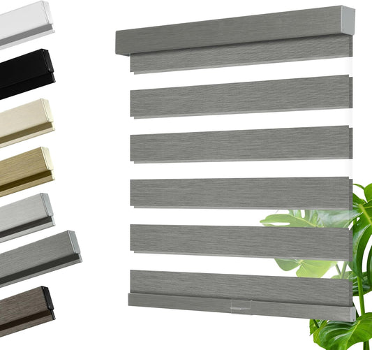 Cordless Zebra Blinds for Windows, Blackout Interior Blinds,Easy to Install,UV Protection,for Offices and Home,Custom Roller Shades, Mousse Grey,69" W x 48" H