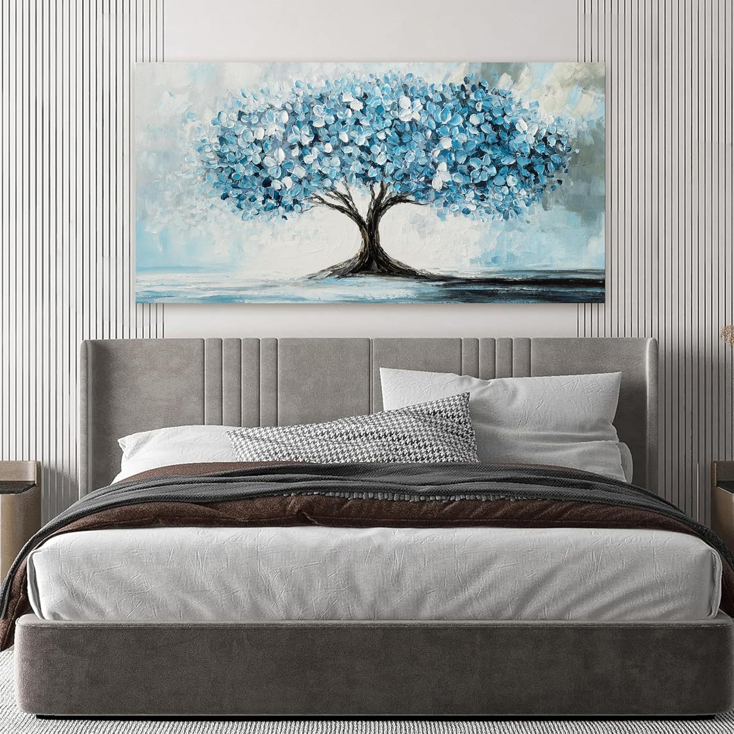 Canvas Wall Art Decor Tree of Life Wall Art Modern Blue White Wall Art Prints Canvas Art Wall Decor Artwork for Walls Decorations Wall Art Pictures for Living Room for Beroom Office Decor 20" X 40"