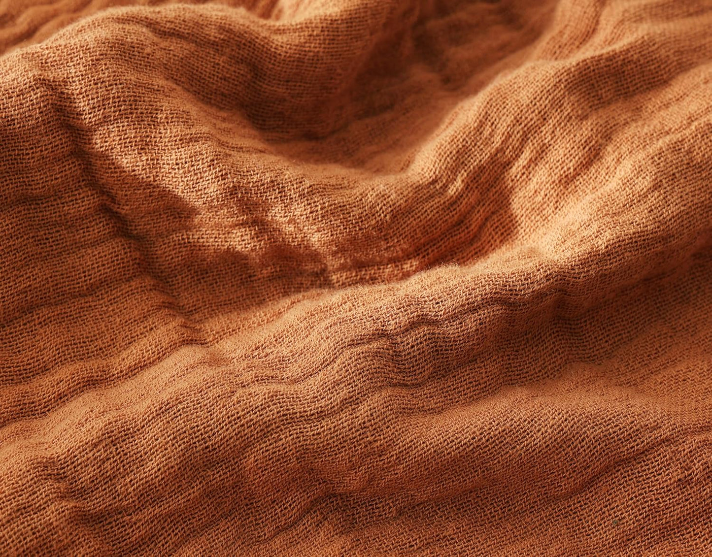 100% Cotton Muslin Throw Blanket for Bed, Couch, Travel, Luxuriously Soft, Pre-Washed, Breathable and Lightweight Gauze Blanket with Tassels, Suitable for All Seasons, Rust, 50"x60"