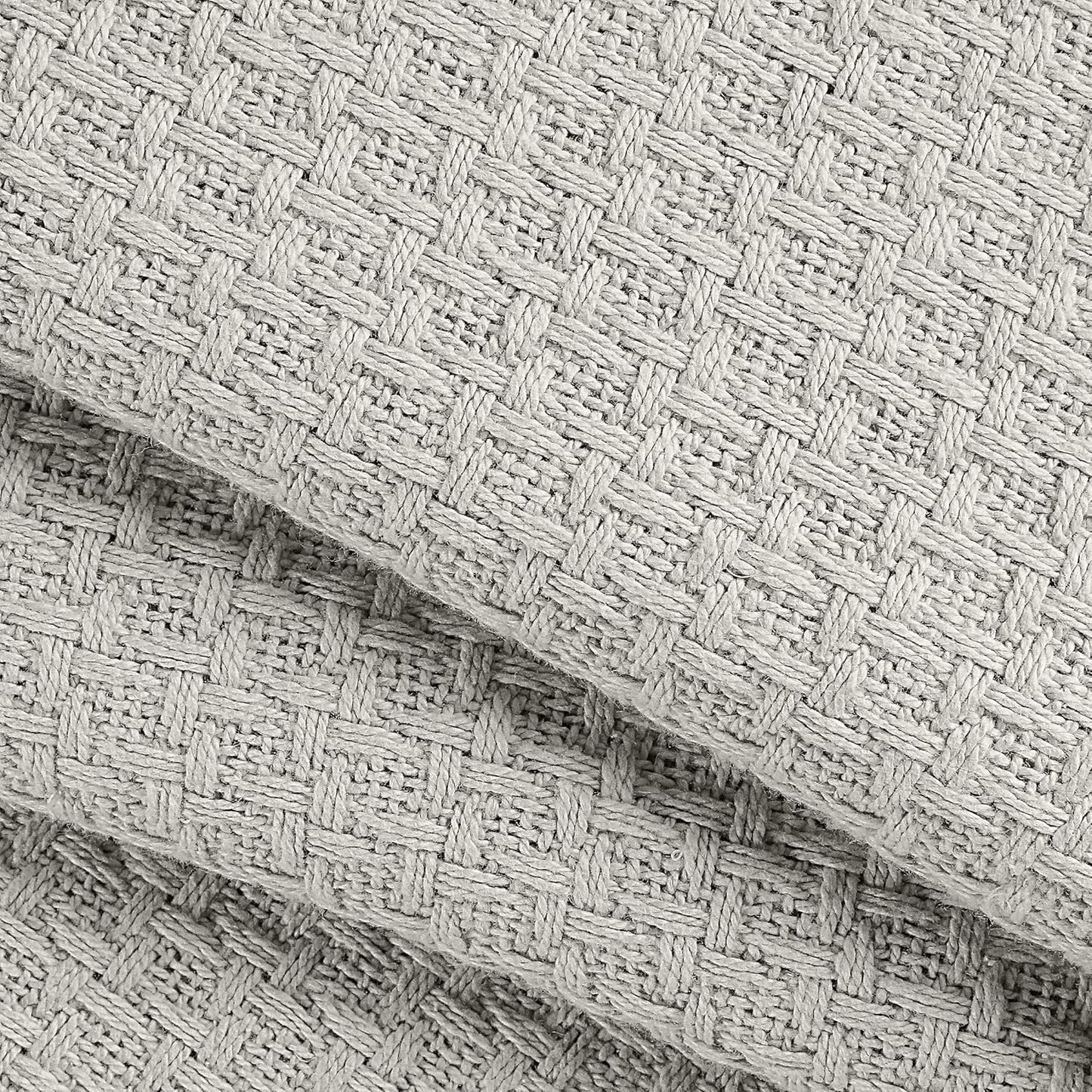 BELIZZI HOME 100% Cotton Bed Blanket, Breathable Bed Blanket Twin Size, Cotton Thermal Blankets Twin, Perfect for Layering Any Bed for All Season, Light Grey