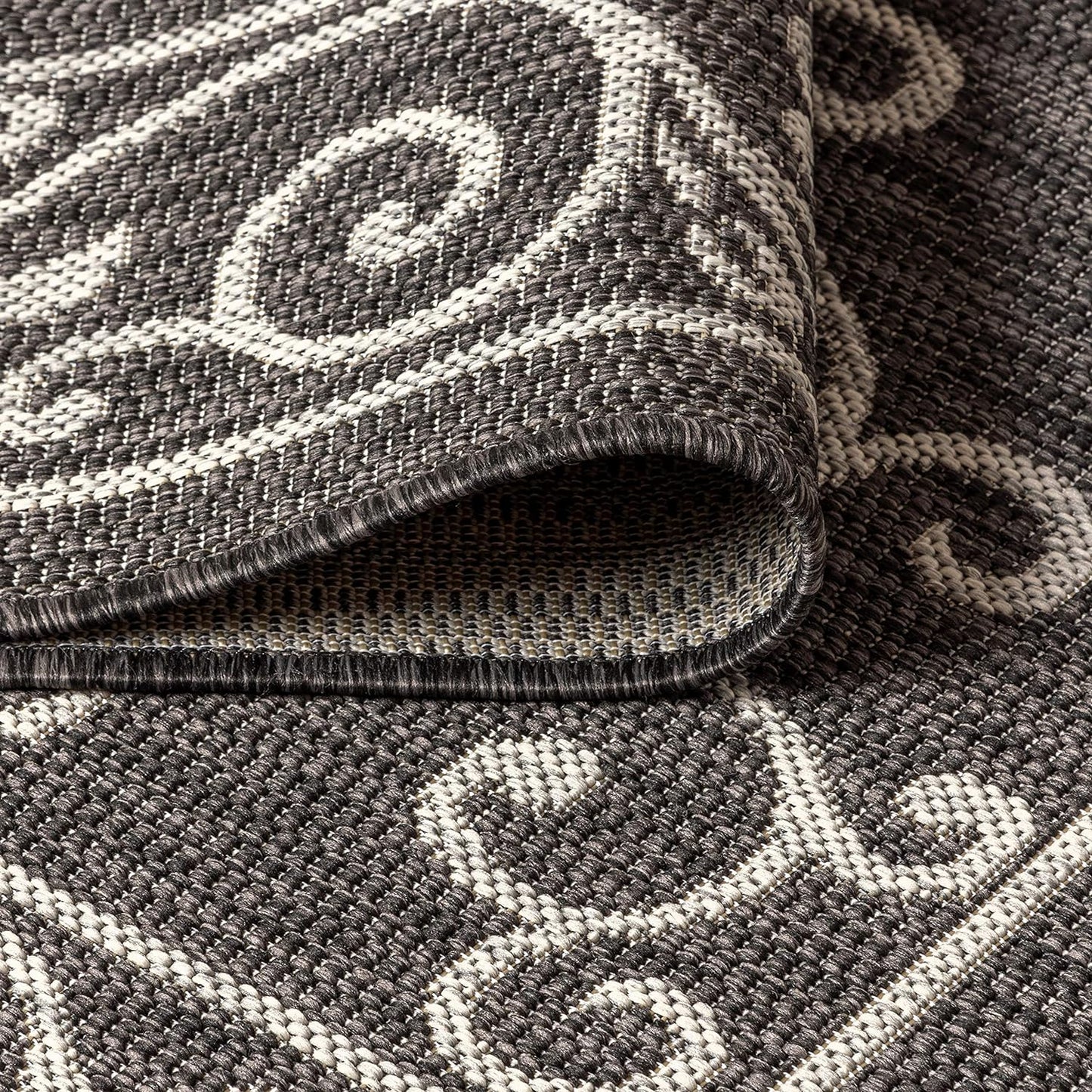 JONATHAN Y Vintage Filigree Indoor Outdoor Octagon Area Rug 8 Ft Black/Gray, Charleston Textured Weave for Backyard, Patio, Porch, Easy-Cleaning, High Traffic, Pet-Friendly Non-Shedding SMB106G-8TGN